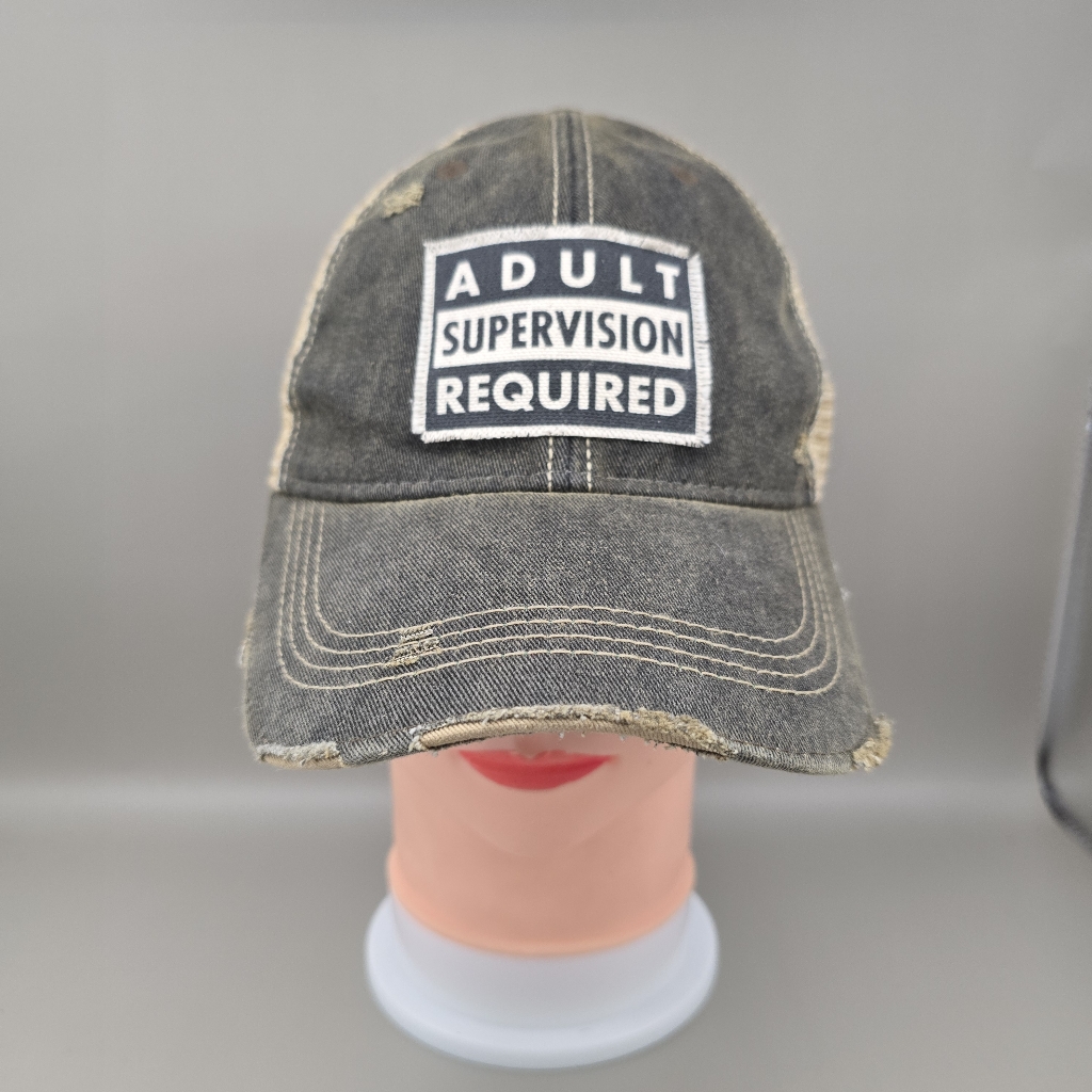 Headmost Adult Supervision Required Distressed Trucker Adjustable Snapback Hat